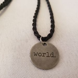 'World' 18" stainless steel charm necklace